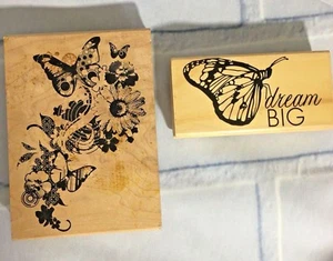 2 Holzstempel Inkadindado Schmetterlinge Floral Dream großer Satz Basteln (BB) - Bild 1 von 4