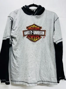 Harley Davidson Hoodie Sweatshirt Youth L (16/18) Black Gray - Picture 1 of 5