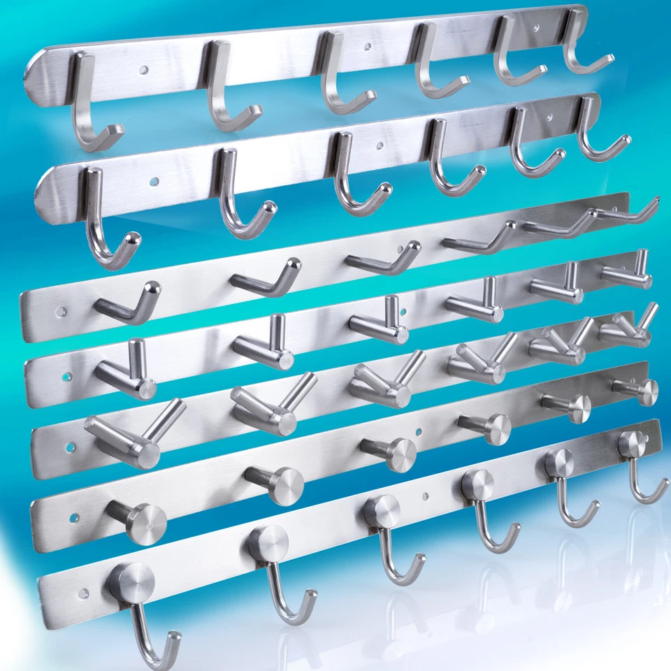 Edelstahl Kleiderhaken Hakenleiste ROSTFREI Garderobenhaken Wandhaken Garderobe - Bild 1 von 4
