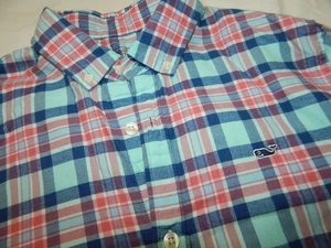 NEW Vineyard Vines Boys Flannel Plaid Whale Button-up Shirt LARGE (16) NWT - Picture 1 of 6