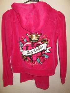 Juicy Couture Tracksuit Hot Pink Velour Girls Med. 10/12 Chest 34" Barbie Core - Picture 1 of 10