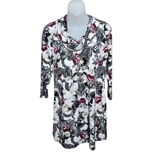 White House Black Market Womens Romantic Floral Tunic Shirt Size M Cowl Regency - Picture 1 of 10