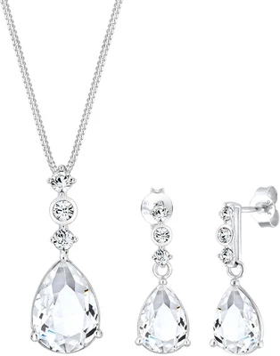 PREMIUM Set Di Gioi Da Donna, Goccia Nobile Con Cristalli, in Argento 925, Placc - Immagine 1 di 4
