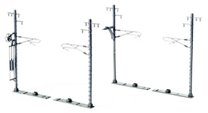 KATO N Gauge Single-Track Wide Overhead Line Pole, Silver, Pack of 20, 23-066-2, - Picture 1 of 3