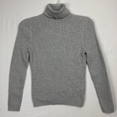 Pria Cable Knit Ribbed Gray Turtleneck Women's Medium - minimalist modest - Image 1 of 4