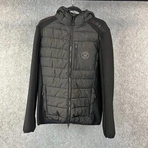 Zavetti Canada Mens Jacket Hybrid  Medium Black Full Zip Hooded Puffer Knit - Picture 1 of 8