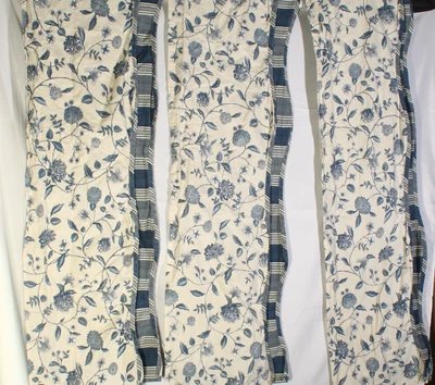 Juego de 3 cenefas WAVERLY Fairfield azul en capas florales de vid y rayas 77"x17" Foto 1 de 2