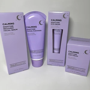 Global Beauty 4 Pc Kit Calming Nighttime Skin Cleanser Cream Serum Eye Cream NEW - Picture 1 of 9