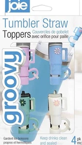 Joie Groovy Figural Tumbler Daisy Flower Tumbler Strohhalm Topper Rosa Blau Grün - Bild 1 von 5