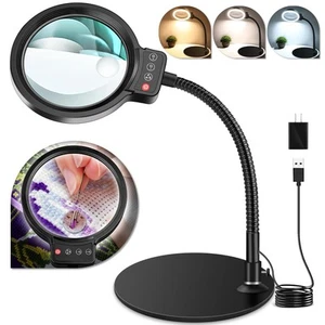 10X 30X Magnifying Glass with Light and Stand, 72 LED 3 Color Modes Stepless ... - Picture 1 of 8