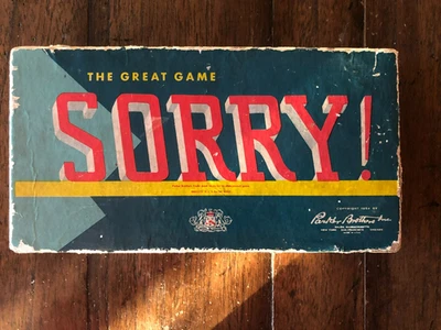 Vintage 1954 Sorry! Game Pieces NO Board - Red Cards Wood Tokens - Image 1 of 4