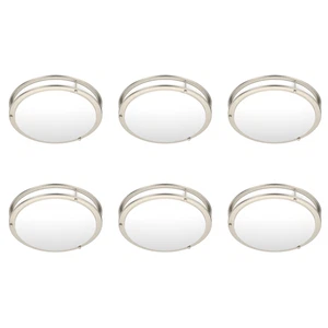 Double Ring Ceiling Light 6-Pack 14/16 Inch LED Flush Mount Fixture Dimmable - Picture 1 of 16