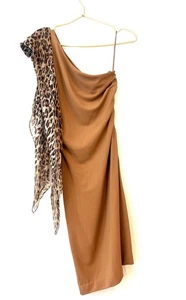 Dolce & Gabbana One Shoulder Leopard Scarf Dress Party Cocktail Wedding - Picture 1 of 10
