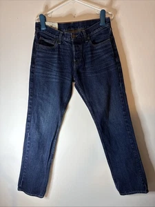 Mens Hollister The Hollister Slim Straight Jeans Blue Denim 31x32 Button Fly - Picture 1 of 11