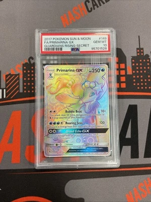 Pokemon Primarina GX Guardians Rising Secret Rare Full Art #149 PSA 10 Gem Mint - Image 1 of 2
