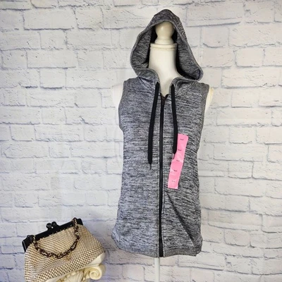 NUEVO CON ETIQUETAS Active Talla Natural Pequeña Brezo Negro Sin Mangas Con Capucha Cremallera Sudadera Chaleco Foto 1 de 4