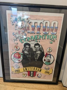 Vintage Original Amsterdam Tattoo Convention Poster 1990 23x29" Framed - Picture 1 of 5