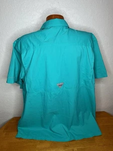 Men's Columbia PFG Omni-Shade S/S Button Front Shirt XXL 2XL Green Polyester - Bild 1 von 5