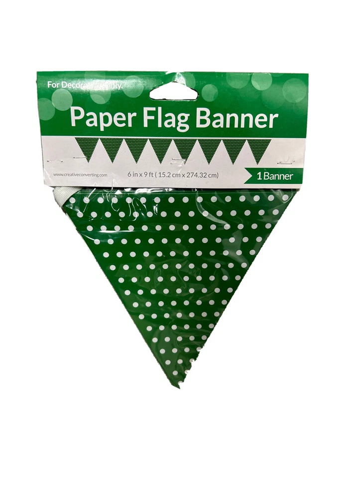 Green Polka Dot paper Flag Banner - Image 1 of 1