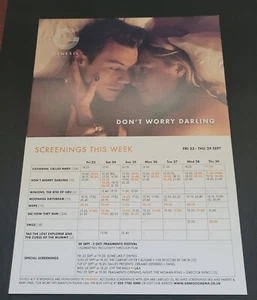 CINEMA POSTCARD - DON'T WORRY DARLING - GENESIS CINEMA - SEPT 2022 NM - Picture 1 of 1