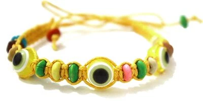 MA.CHICHA 1 Armband GLÜCKSAUGE Ethno Perlenschmuck Kordel GELB für Mode Erfolg