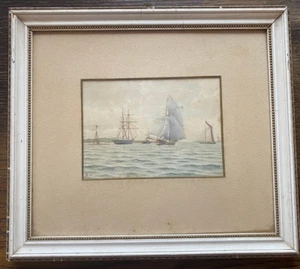 Kieler Bucht - Maritimes Aquarell - Datiert 1892 - Monogrammiert V.H. - Picture 1 of 7