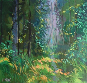 Original Landscape Painting Signed Forest Nature Collectible Unique Modern Art - Picture 1 of 3