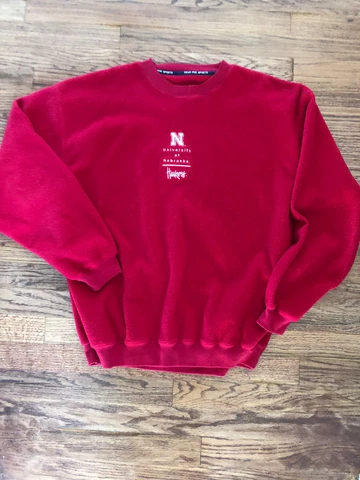 VTG 90s Gear For Sports Nebraska Cornhuskers Fleece Crewneck Sweatshirt, Large Cover