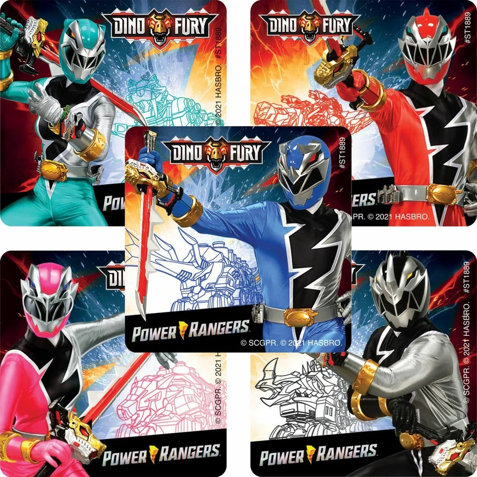 25 Power Rangers Dino Fury Stickers, 2.5" x 2.5" each, Party Favors - Image 1 of 1