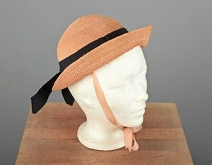 VTG Women's 20s Pink Braid Poke Straw Hat 1920s - Picture 1 of 10