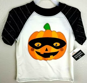 Toddler Boys Cream & Grey Halloween Jack O Lantern Pumpkin Bandit T-Shirt Top 4T - Picture 1 of 8