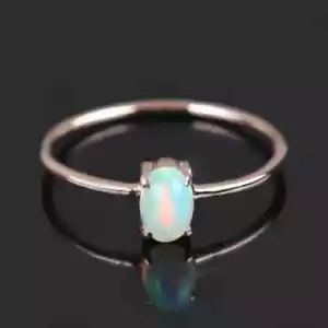Naturale Opale Gemma Stile Piccoli Anello 925 Argento Sterling Gioielli Promessa - Foto 1 di 3
