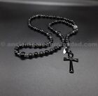 The Black Crow Catholic Rosary Necklace, Ankh Cross, Agate, Hematite, Black Onyx