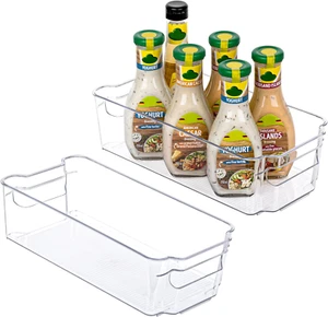 Refrigerator Organizers and Storage - 2Pcs Clear Plastic Bins for Fridge, Freeze - Picture 1 of 12
