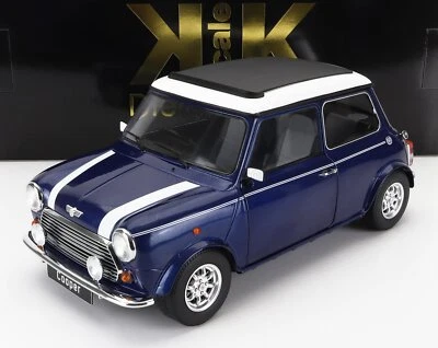 MODELLINO AUTO STATICO DIECAST MINI COOPER SUNROOF RHD 1992 BLU BIANCO 1/12 - Immagine 1 di 4