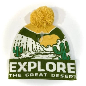 EXPLORE THE GREAT DESERT POM BEANIE green cactus retro winter knit ski hat ADULT - Picture 1 of 3
