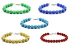 Bracciale Argento 925 pietra dura colori sfere da 6 mm 18/21 cm uomo donna promo
