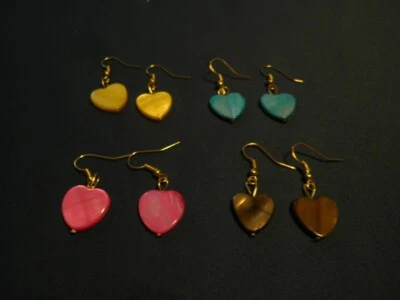 Ohrringe, Ohrhänger mit Perlmuttherz, Hänger vergoldet - Bild 1 von 2