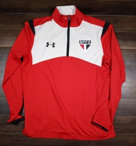 MEN XL UNDER ARMOUR FOOTBALL SPFC MEN COLD GEAR  RED JACKET SWEATER SOCCER - Picture 1 of 3