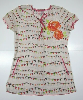 Blusa Médica Koi Kathy Peterson 100% Algodón Rosa Verde Floral Bandera Enfermera XS Foto 1 de 4