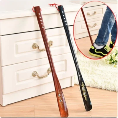 55cm Extra-Long Handled Shoe Horn Hard Wooden Shoe Horn Shoe Spoon Home Tools US - Image 1 of 4