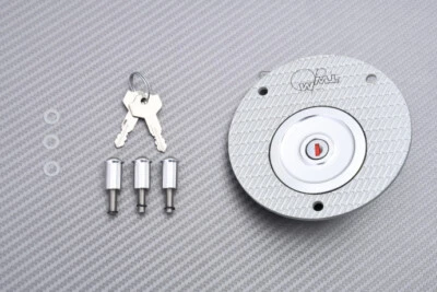 Tapa del depósito TWM cerradura del depósito de fibra plateada + llave YAMAHA YZF R6 2008-2016 Foto 1 de 3