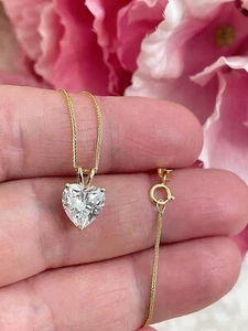 2Ct Heart Solitaire Lab Created Diamond 14K Yellow Gold Plated Pendant Necklace - Picture 1 of 2