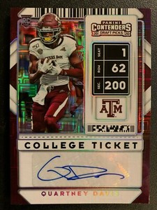 2020 Contenders Draft Picks QUARTNEY DAVIS Auto 10/10 College Ticket #268 Blocks