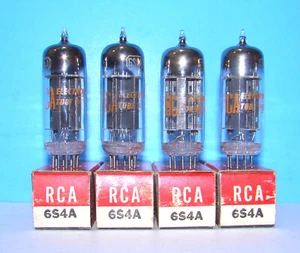 6S4A NOS RCA radio amplifier audio vintage vacuum tubes 4 valves tested 6S4 - Picture 1 of 3
