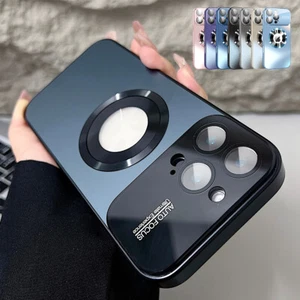 Custodia magnetica Magsafe per iPhone 14 15 16 Pro Max 13 12 vetro protezione fotocamera - Foto 1 di 30