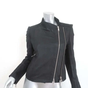 Ann Demeulemeester Angelina Double-Zip Leather Biker Jacket Black Size 36 - Picture 1 of 12
