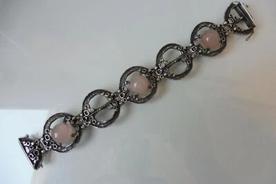 edles ,altes Armband ,925 Silber , mit Rosenquarz , Teka  Theodor Klotz ,  54,2g - Bild 1 von 4