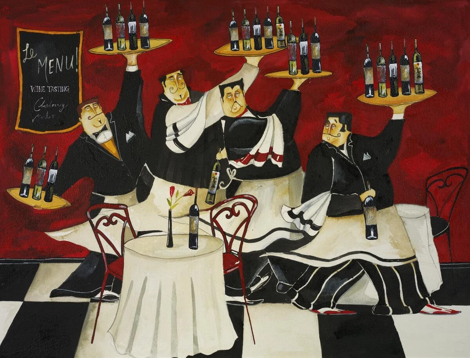 Ceramic Tile Mural Kitchen Backsplash - Wine Service-JG -Chef Cooking Art - Image 1 of 1