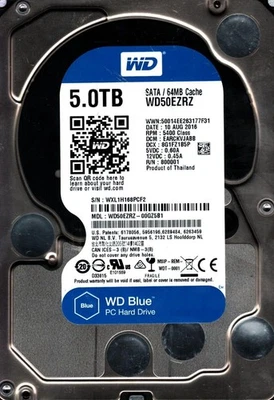 WD50EZRZ-00GZ5B1 S/N: WXL1 DCM: EARCKVJABB WESTERN DIGITAL 5TB THAILAND AUG 2016 - Image 1 of 2